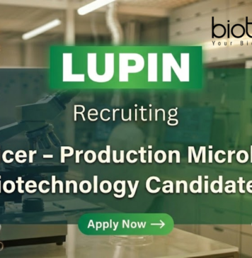 Lupin hiring for Officer – Production Microbial | Biotechnology Jobs biotechnology jobs at Lupin Pune officer production microbial life science jobs
