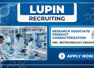 Research Associate Job at Lupin | Biotechnology Jobs Research Associate Job at Lupin biotechnology jobs LC-MS analytical research careers