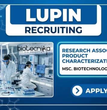 Research Associate Job at Lupin | Biotechnology Jobs Research Associate Job at Lupin biotechnology jobs LC-MS analytical research careers