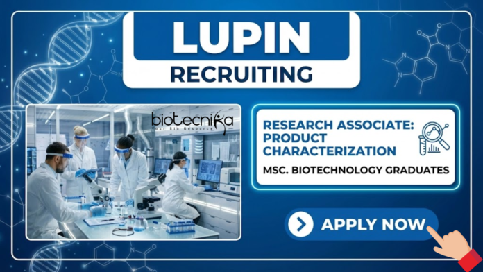 lupin Research Associate Job at Lupin biotechnology jobs LC-MS analytical research careers