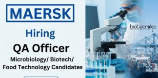 Maersk is Hiring Food Tech Candidates – Apply Now for QA Jobs Apply for QA Jobs under Maersk Career. A Great Food Tech Jobs Opportunity in Cold Storage Quality Assurance at Mehsana, Gujarat.