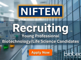 Research jobs at NIFTEM Kundli for biotechnology graduates