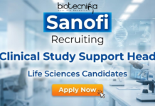Sanofi hiring for Clinical Study Support Head | Clinical Research Jobs Clinical research jobs at Sanofi Hyderabad for life science professionals