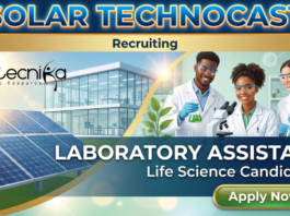 Laboratory Assistant Jobs at Solar Technocast Pvt Ltd for Life Science and Biology Graduates