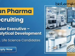 Executive Jobs at Sun Pharma for life science professionals in analytical development R&D
