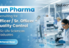 Sun Pharma officer job in Quality Control for life scienc