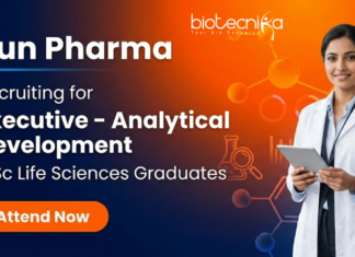 Sun Pharma hiring for Executive Jobs | Life science jobs | Apply Now Executive jobs at Sun Pharma – Analytical Development role for life science professionals