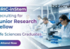 BRIC-inStem research jobs 2025 for life science jobs in Bangalore