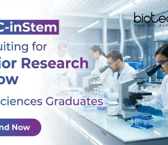 BRIC-inStem research jobs 2025 for life science jobs in Bangalore