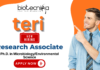 Life Science Jobs at TERI | Research Associate TERI Research Associate life science jobs, Environmental science jobs, TERI career, microbial biotechnology, bioformulation