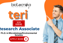 TERI Research Associate life science jobs, Environmental science jobs, TERI career, microbial biotechnology, bioformulation