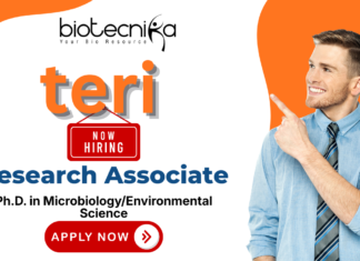TERI Research Associate life science jobs, Environmental science jobs, TERI career, microbial biotechnology, bioformulation