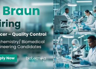 Quality Control Jobs at B Braun – Biochem & Biomedical Candidates Apply Now Apply for Quality Control Jobs for Biochemistry or Biomedical Engineering Candidates in B Braun. Start your QC Career Today.