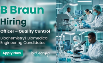 Quality Control Jobs at B Braun – Biochem & Biomedical Candidates Apply Now Apply for Quality Control Jobs for Biochemistry or Biomedical Engineering Candidates in B Braun. Start your QC Career Today.