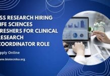 JSS Research Hiring Life Sciences Freshers For Clinical Research Coordinator Role, Apply on Biotecnika Clinical Research Coordinator Jobs at JSS Research, Apply on Biotecnika