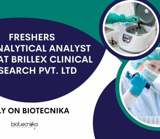 Freshers Biochemistry Analyst Jobs at Brillex Clinical Research Pvt. Ltd, Apply on Biotecnika