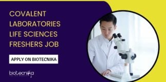 Life Sciences Freshers Job at Covalent Laboratories