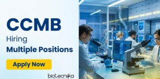 CCMB Recruitment for Multiple Positions – Apply Now for Research Jobs Apply for Research Jobs under CCMB Recruitment. Explore Molecular Biology Jobs at CSIR-CCMB Hyderabad for MSc & PhD Life Science Candidates.