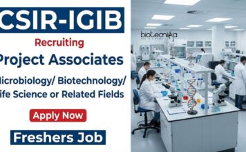 Project Associate Jobs at CSIR IGIB – Freshers in Life Sciences Apply Now Apply for CSIR IGIB Recruitment 2026 offering Project Associate Jobs in Life Science Research with Hands-On Exposure to Cutting-edge Research