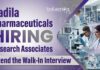 Research Associate Jobs at Cadila Pharmaceuticals – Attend the Walk-In Interview Apply for Research Associate Jobs at Cadila Pharmaceuticals. Walk-in interview in Ahmedabad for Biotech Job roles in R&D and Other departments