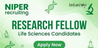 Research fellow at NIPER, Hyderabad. Master's in Life Sciences Candidates, Apply Now. ICMR project on Gastric Cancer.