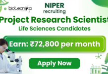Scientist Job at NIPER. Life Sciences Candidates, Apply Now Project Research Scientist Position. Earn ₹72,800/month.