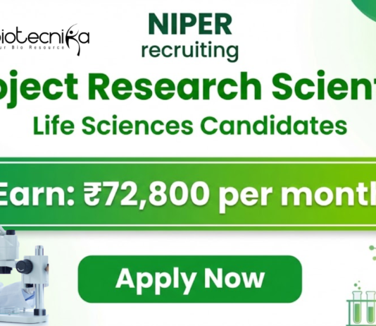 Scientist Job at NIPER. Life Sciences Candidates, Apply Now Project Research Scientist Position. Earn ₹72,800/month.