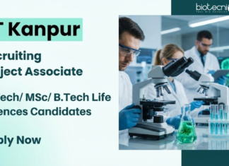Project Associate Jobs at IIT Kanpur – Life Science Candidates Apply Online Apply for Project Associate Jobs at IIT Kanpur. Explore Biotech Jobs and Build a Life Science Career through Hands-On Research Projects.