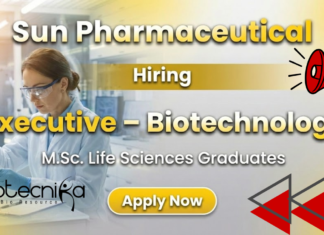 Executive Job at Sun Pharmaceutical Industries Ltd | R&D Regulatory Affairs | Life Science Jobs