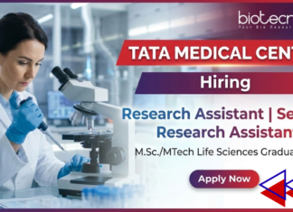 Research job at TTCRC Kolkata for life science jobs under TMC careers