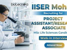 Research Jobs at IISER Bhopal under ICMR Life Science Jobs