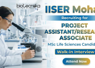 Research Jobs at IISER Bhopal under ICMR Life Science Jobs