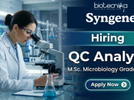 QC Analyst job at Syngene Bangalore microbiology jobs Syngene careers