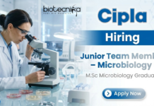 Microbiology Job at Cipla | Junior Team Member QC | Apply Now Microbiology job at Cipla Rangpo M.Sc Microbiology jobs CIPLA jobs