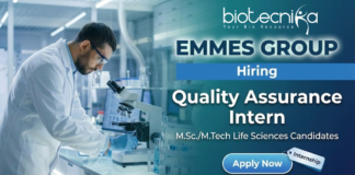 Quality Assurance Intern at Emmes Group for Life Sciences Internship in Bengaluru