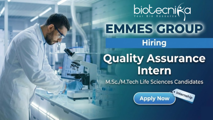 Emmes Group Quality Assurance Intern at Emmes Group for Life Sciences Internship in Bengaluru