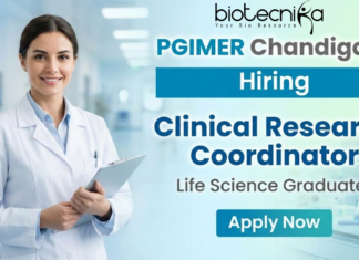 PGIMER Recruitment Opens for Clinical Research Coordinator Job | Life Science Jobs PGIMER Chandigarh invites applications for Clinical Research Coordinator job in endocrinology research