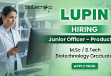 Junior Officer Jobs at Lupin | Biotechnology Jobs | Apply Now Junior Officer Jobs at Lupin Pune for Biotechnology jobs and Life Science Jobs in pharma production