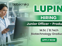 Junior Officer Jobs at Lupin | Biotechnology Jobs | Apply Now Junior Officer Jobs at Lupin Pune for Biotechnology jobs and Life Science Jobs in pharma production