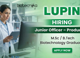 Junior Officer Jobs at Lupin Pune for Biotechnology jobs and Life Science Jobs in pharma production
