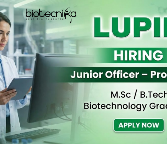 Junior Officer Jobs at Lupin Pune for Biotechnology jobs and Life Science Jobs in pharma production