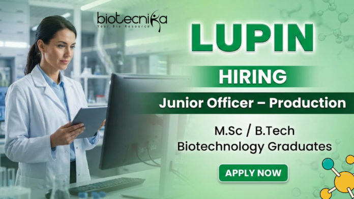 LUPIN Junior Officer Jobs at Lupin Pune for Biotechnology jobs and Life Science Jobs in pharma production