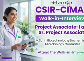 Project Associate Jobs at CSIR-CIMAP | Biotech Attend the Walk-in-Interview Project Associate jobs at CSIR-CIMAP Bengaluru under CSIR Recruitment 2026 for Life Science graduates