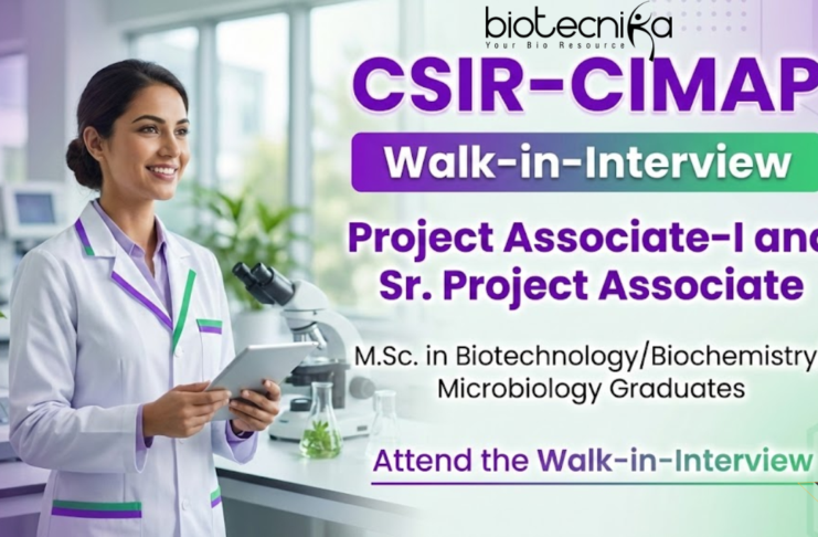 Project Associate jobs at CSIR-CIMAP Bengaluru under CSIR Recruitment 2026 for Life Science graduates