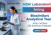 Life Sciences Jobs – Biosimilars Analytical Team at MSN Laboratories | Apply Now Life Sciences Jobs at MSN Laboratories Hyderabad Biosimilars Analytical Team