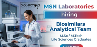 Life Sciences Jobs at MSN Laboratories Hyderabad Biosimilars Analytical Team