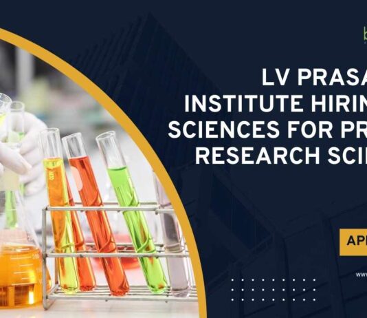 PhD Life Sciences Jobs at LV Prasad Eye Institute, Applications Invited