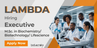 Life Science Jobs at Lambda – Apply Now for Executive Role Apply for Life Science Jobs at Lambda as an Executive. Explore Lambda Career Opportunities in Advanced Biochemistry Jobs.