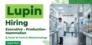 Apply for Executive Jobs at Lupin Pune. Biotech Jobs in Production Mammalian with downstream processing, GMP exposure, & Strong Career growth.
