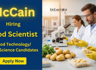 Food Scientist Job Opening at McCain – Apply Now for Food Tech Jobs Apply for McCain Careers 2026 offering Food Tech Jobs as Food Scientist in Gurugram with Full-time R&D Product Development Role.